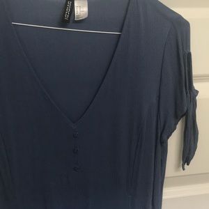 H&M Blue Dress with Tie Sleeves (Size 12)